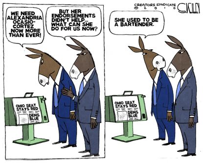 Political cartoon U.S. Democrats Alexandria Ocasio-Cortez Ohio 12 special election Political cartoon U.S. Democrats Alexandria Ocasio-Cortez Ohio 12 special election